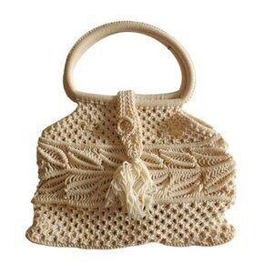 Vintage crochet clutch, cream